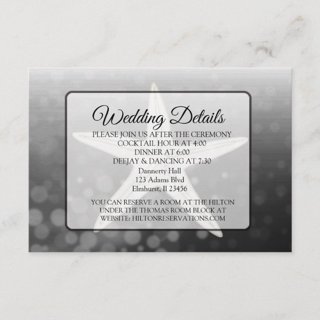 Details zur Hochzeitkarte für den Ozeanschwarzen S Begleitkarte (Vorderseite)