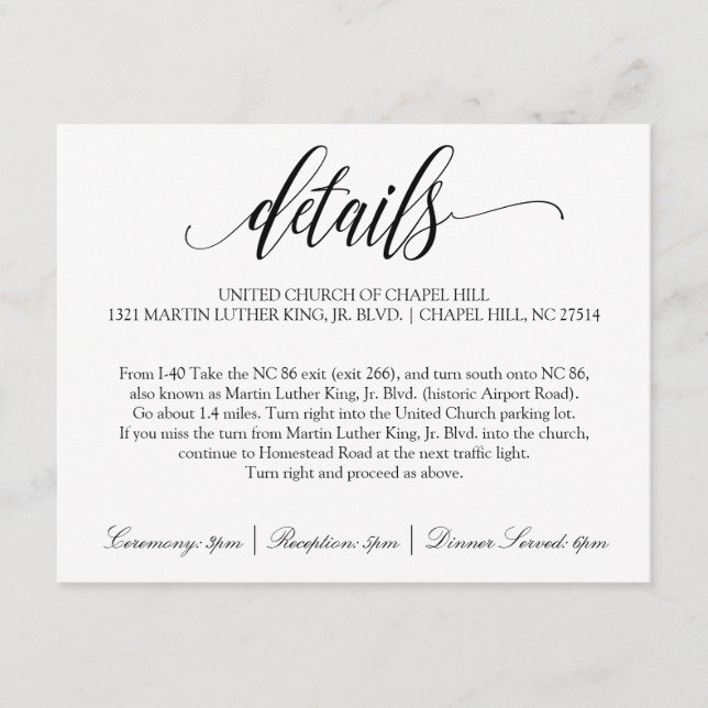 Details zur Hochzeitkarte | Luxe Calligraphie (sch Begleitkarte (Vorderseite)