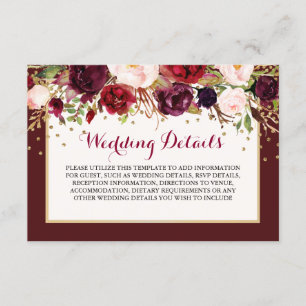 Details zur Hochzeitsempfehlung für Burgund Gold F Begleitkarte