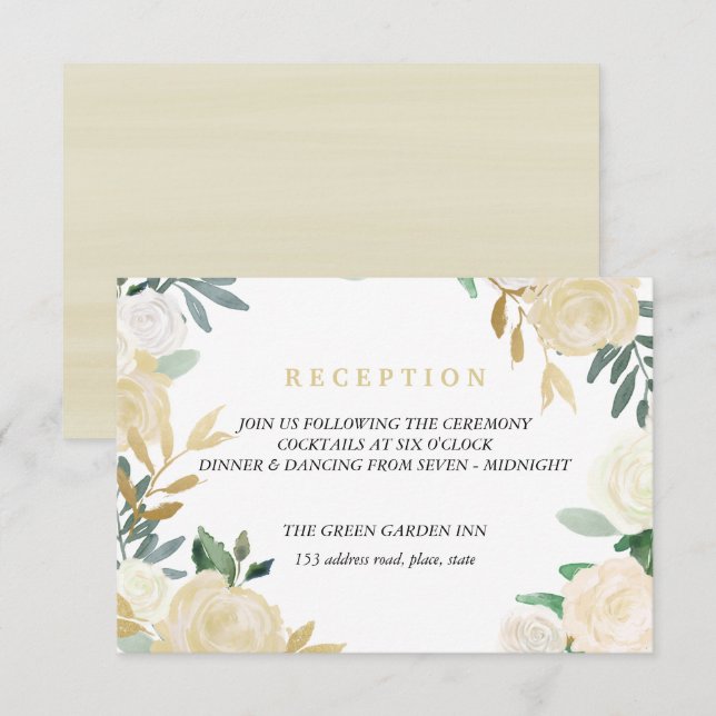 Details zur Hochzeitsempfehlung für Elfenbein - Kr Einladung (Vorne/Hinten)