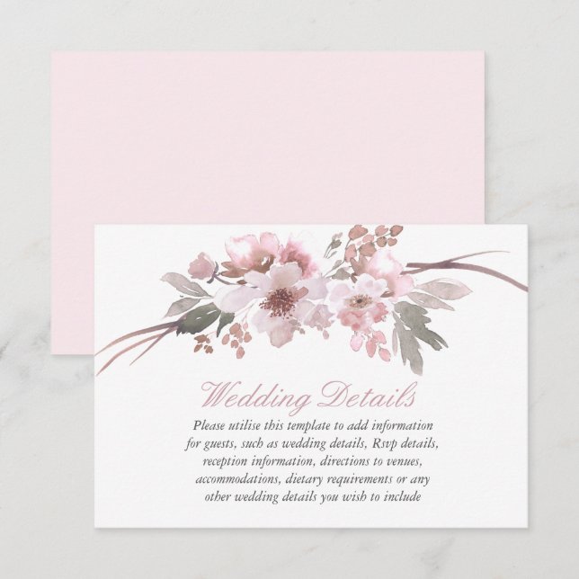 Details zur Hochzeitsempfehlung in Rosa und Grau Einladung (Vorne/Hinten)
