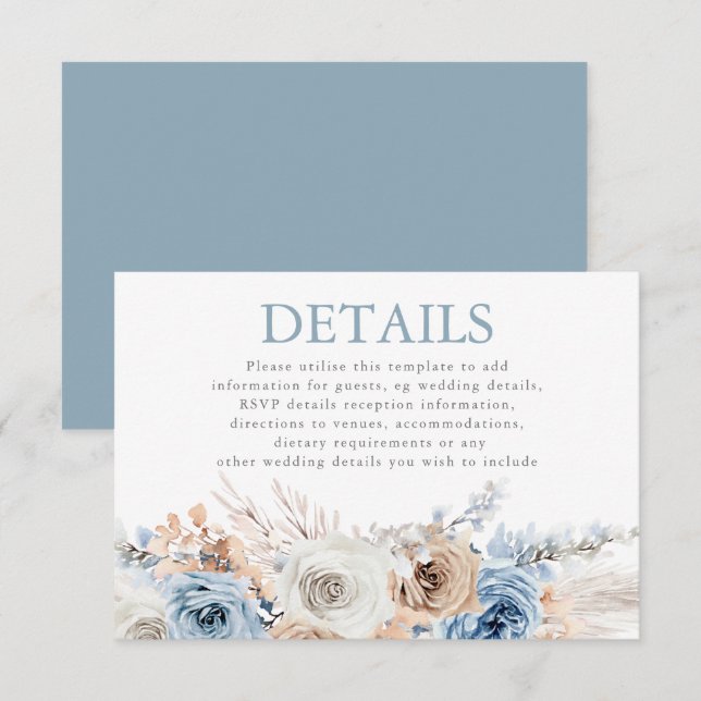 Details zur Hochzeitsempfehlung mit dunkelblauer B Begleitkarte (Vorne/Hinten)