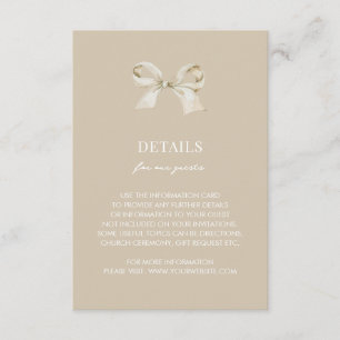 Details zur Hochzeitsfeier im Gold Coquette Bow Begleitkarte