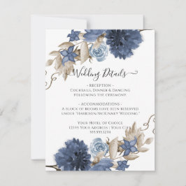 Details zur Hochzeitsfeier in Dusty Blue Navy Einladung
