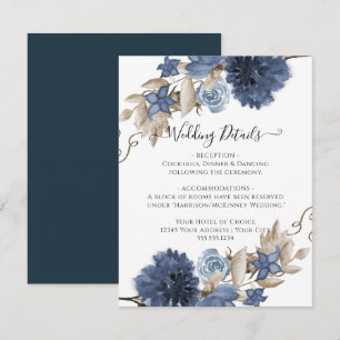 Details zur Hochzeitsfeier in Dusty Blue Navy Einladung