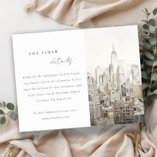 Details zur Hochzeitsfeier in New York City Skylin Begleitkarte