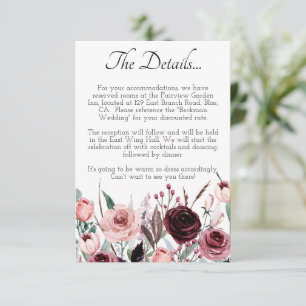 Details zur Hochzeitskarte für Burgund und Blush F Begleitkarte