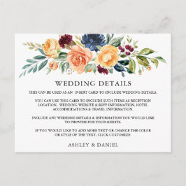 Details zur Hochzeitskarte für gemischte Blütenfar Postkarte