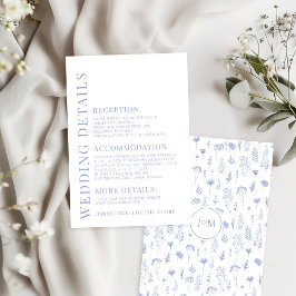 Details zur Hochzeitskarte für moderne hellblaue B Begleitkarte