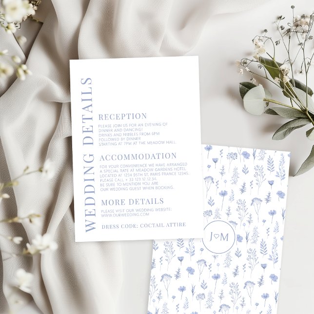 Details zur Hochzeitskarte für moderne hellblaue B Begleitkarte (Von Creator hochgeladen)