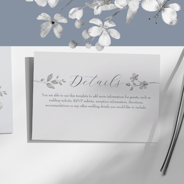 Details zur Hochzeitskarte für Silver Blue Floral Begleitkarte (Von Creator hochgeladen)
