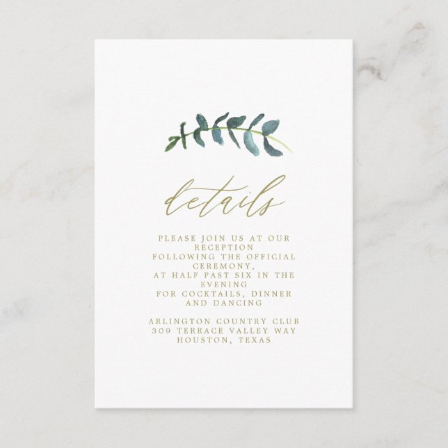 Details zur Hochzeitskarte für Wasserfarbenleder Begleitkarte (Vorderseite)
