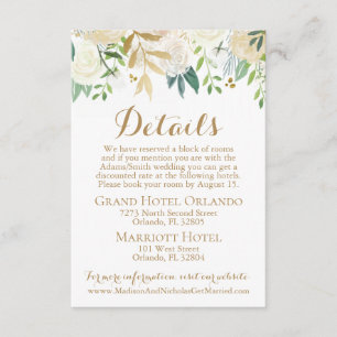 Details zur Hochzeitskarte Gold und Weiße Blume Be Begleitkarte