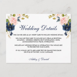 Details zur Hochzeitskarte Rosa Blütenblau Postkarte