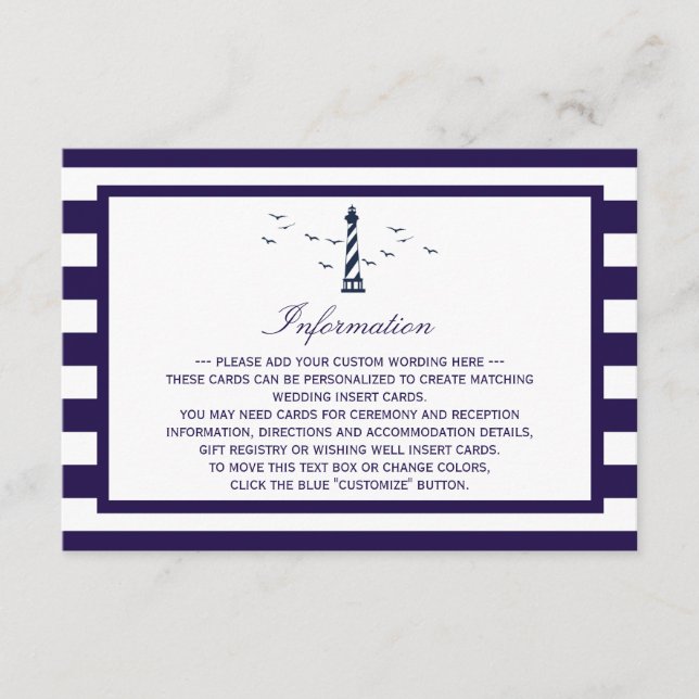 Details zur Hochzeitskollektion im Nautical Lighth Begleitkarte (Vorderseite)