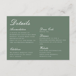 Details zur Hochzeitssage in elegantem Sage Green  Begleitkarte