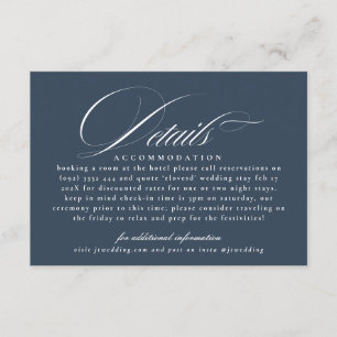 Details zur Hochzeitsszenierung in Navy Blue Class Begleitkarte