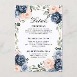 Details zur Hochzeitszeit in dunkelblauem Pfirsich Begleitkarte