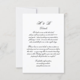Details zur kalligraphischen Monogramm Schwarz-Wei RSVP Karte