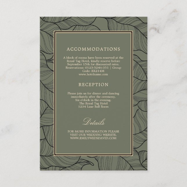 Details zur klassischen Kalligrafie im Sage Green  Begleitkarte (Vorderseite)