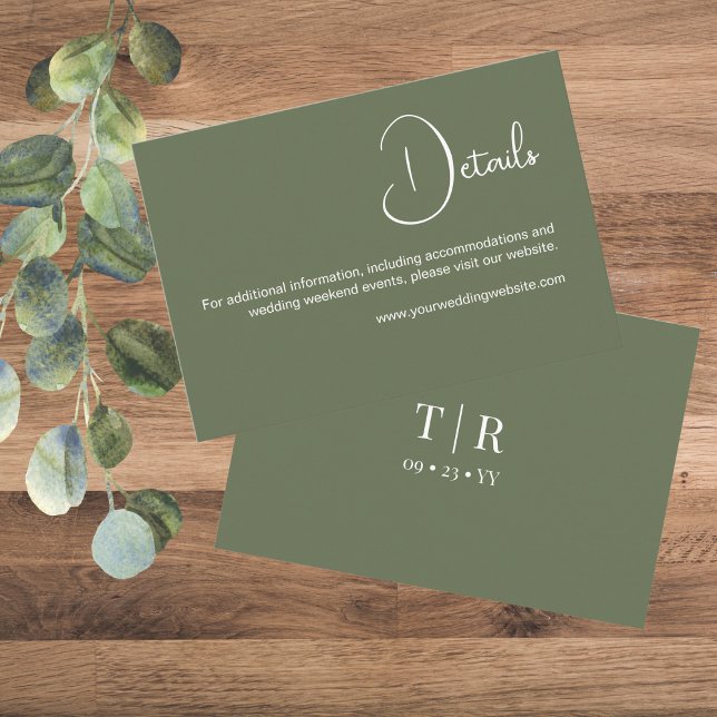 Details zur Minimal Sage Green Wedding Begleitkarte (Von Creator hochgeladen)