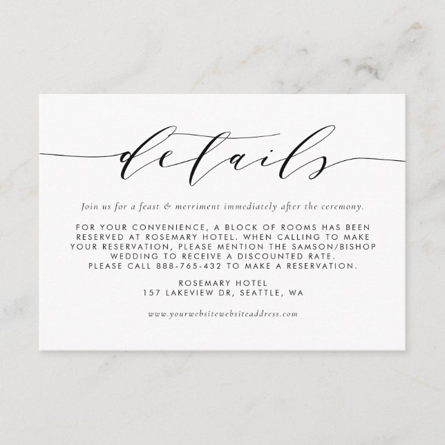 Details zur Minimalistischen Hochzeit Begleitkarte (Vorderseite)