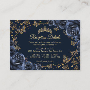 Details zur Navy-Gold-Quinceanera-Rezeption Begleitkarte