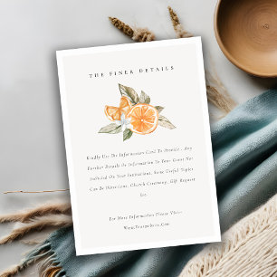 Details zur Orange Botanical Boho Hochzeit Begleitkarte