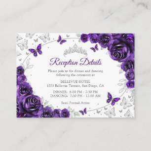 Details zur Purple Silver Quinceanera-Rezeption Begleitkarte