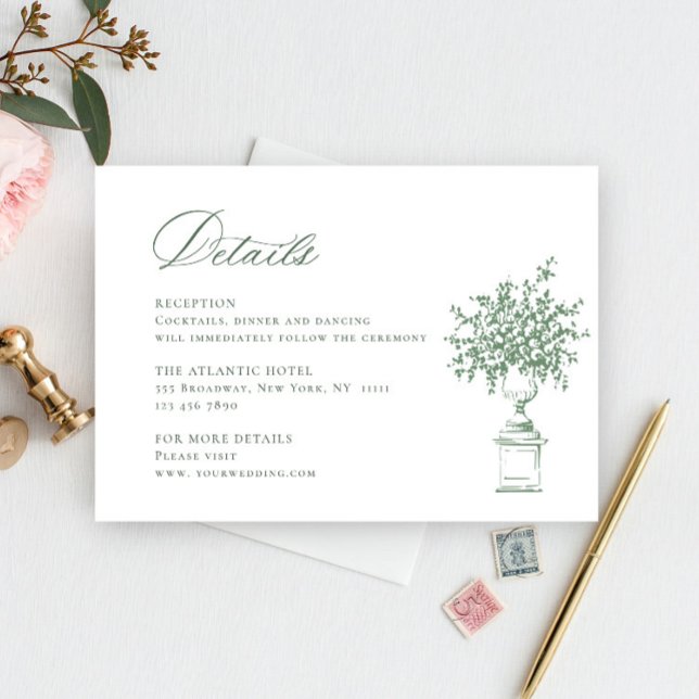 Details zur Renaissance Verziert Sage Green Weddin Begleitkarte (Von Creator hochgeladen)