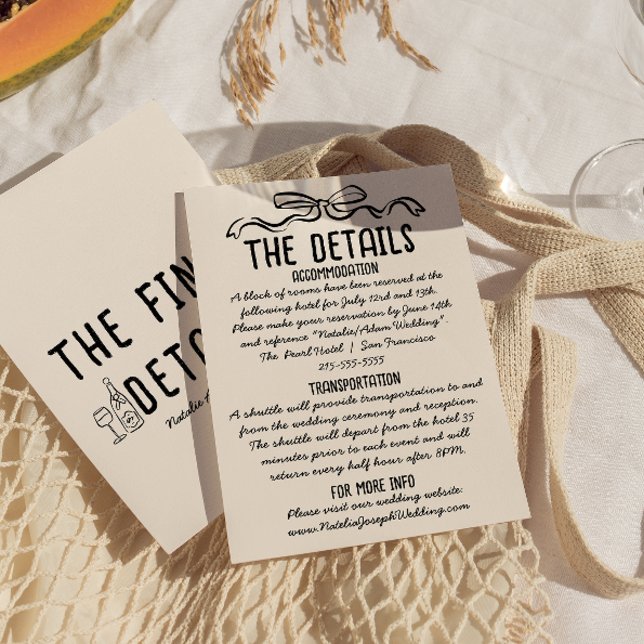 Details zur Retro Hand Gezeichnet Bow-Hochzeit Begleitkarte (Von Creator hochgeladen)