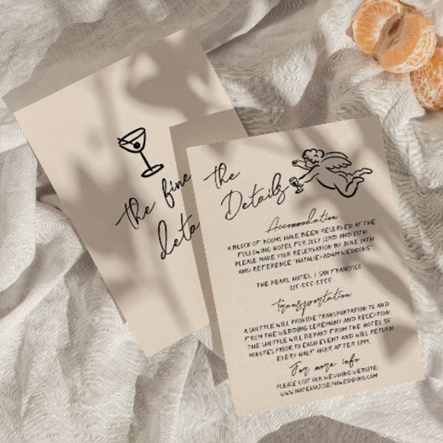 Details zur Retro Hand Gezeichnet Hochzeit Begleitkarte (Von Creator hochgeladen)