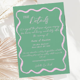Details zur Retro Wavy Pink Green Handgeschriebene Begleitkarte
