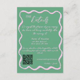 Details zur Retro Wavy Pink Green Handgeschriebene Begleitkarte