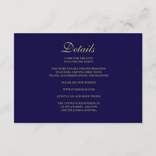 Details zur Royal Blue Enclosure Card Begleitkarte (Vorderseite)