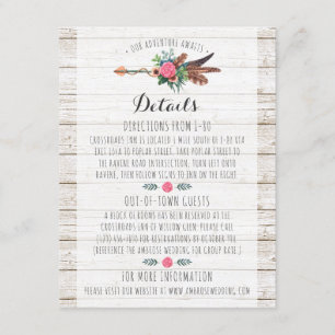 Details zur rustikalen Bohemischen Arrow-Hochzeit Begleitkarte