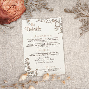 Details zur rustikalen Boho Neutral Wildlfower Hoc Begleitkarte