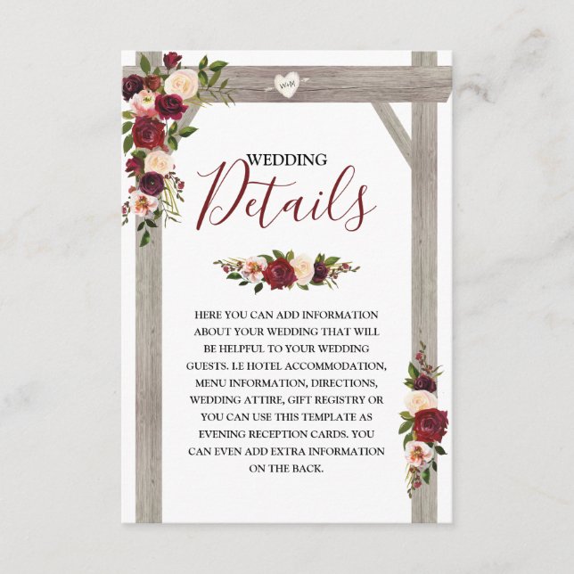Details zur rustikalen Hochzeit in Burgund Begleitkarte (Vorderseite)