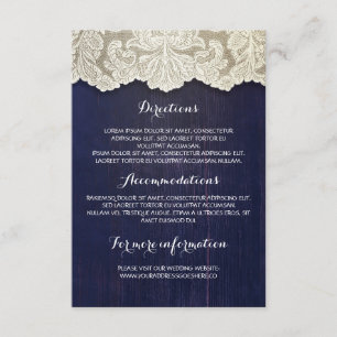 Details zur rustikalen Hochzeit von Holz und Spitz Begleitkarte