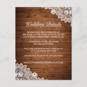 Details zur rustikalen Hochzeit von Holz und Weißs Begleitkarte