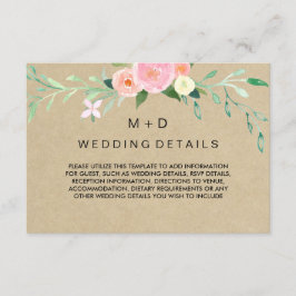 Details zur rustikalen Hochzeitsempfehlung von Boh Begleitkarte