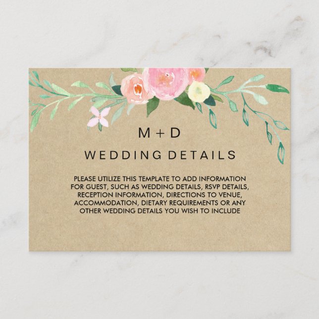 Details zur rustikalen Hochzeitsempfehlung von Boh Begleitkarte (Vorderseite)