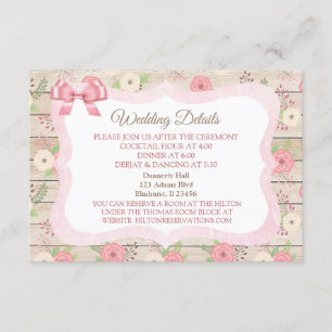 Details zur rustikalen Hochzeitskarte für Holz Pin Begleitkarte