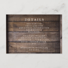Details zur rustikalen Holzpalette Begleitkarte