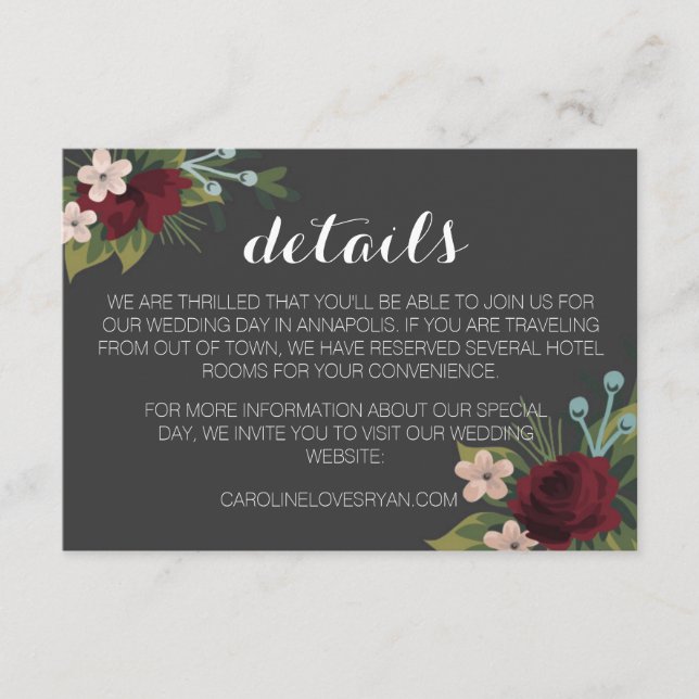 Details zur rustikalen Winterhochzeit Begleitkarte (Vorderseite)