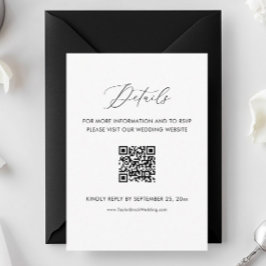 Details zur Schwarz-Weiß-Hochzeit Website Qr-Code Begleitkarte