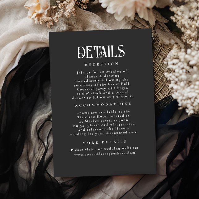 Details zur Schwarzen Hochzeit der Nachtstars Begleitkarte (Details Celestial Black Card)