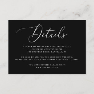 Details zur schwarzen Hochzeit Einlage Elegante Begleitkarte