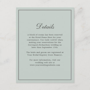 Details zur Seite Grün Elegant Hochzeitsinfo Begleitkarte