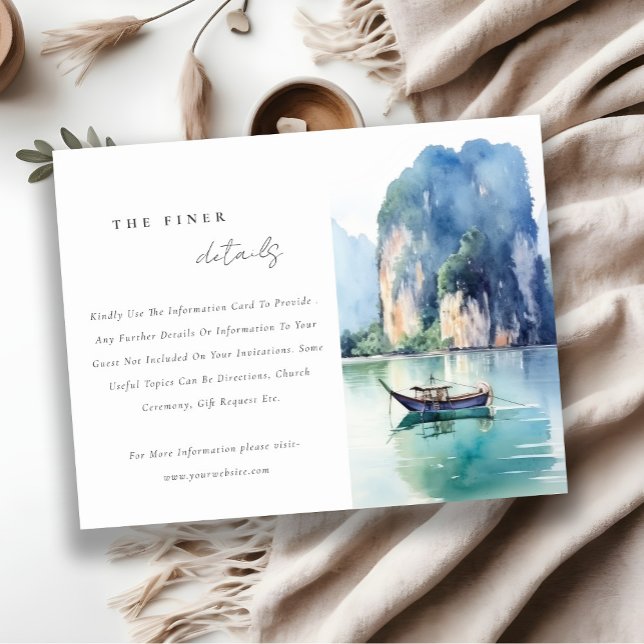 Details zur Soft Coastal Thailand Seascape Wedding Begleitkarte (Von Creator hochgeladen)